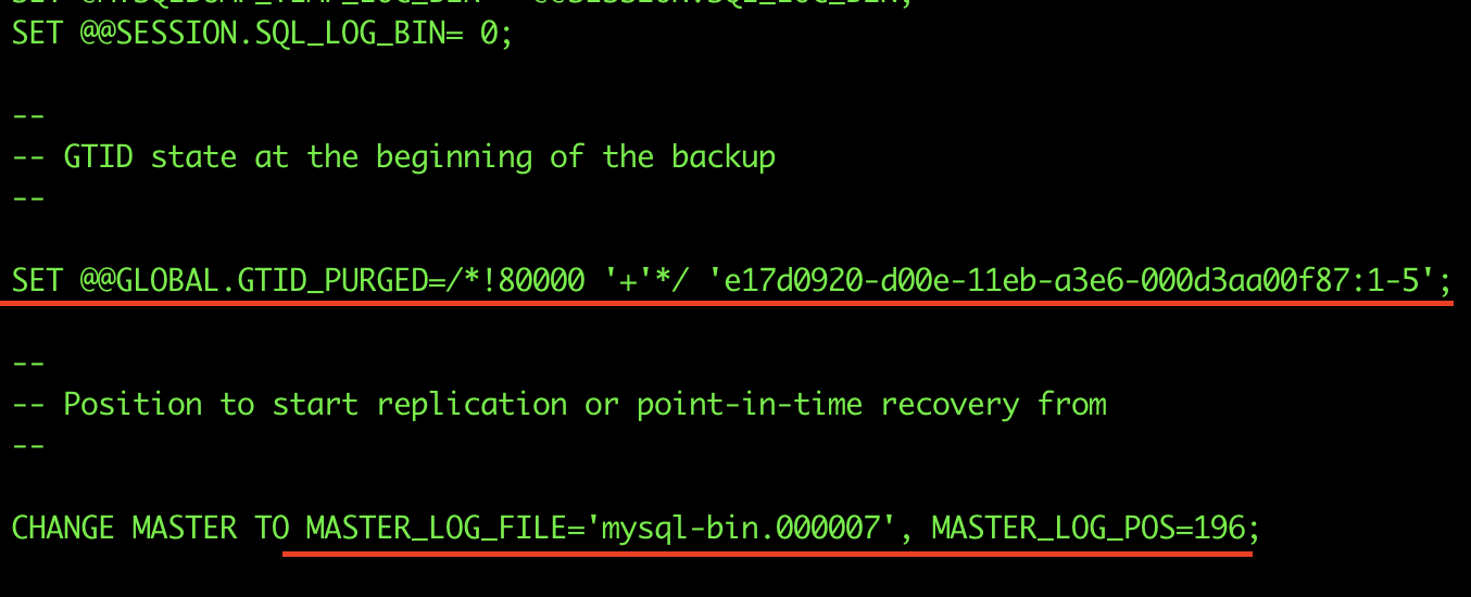 GTID info in mysqldump GTID info in mysqldump